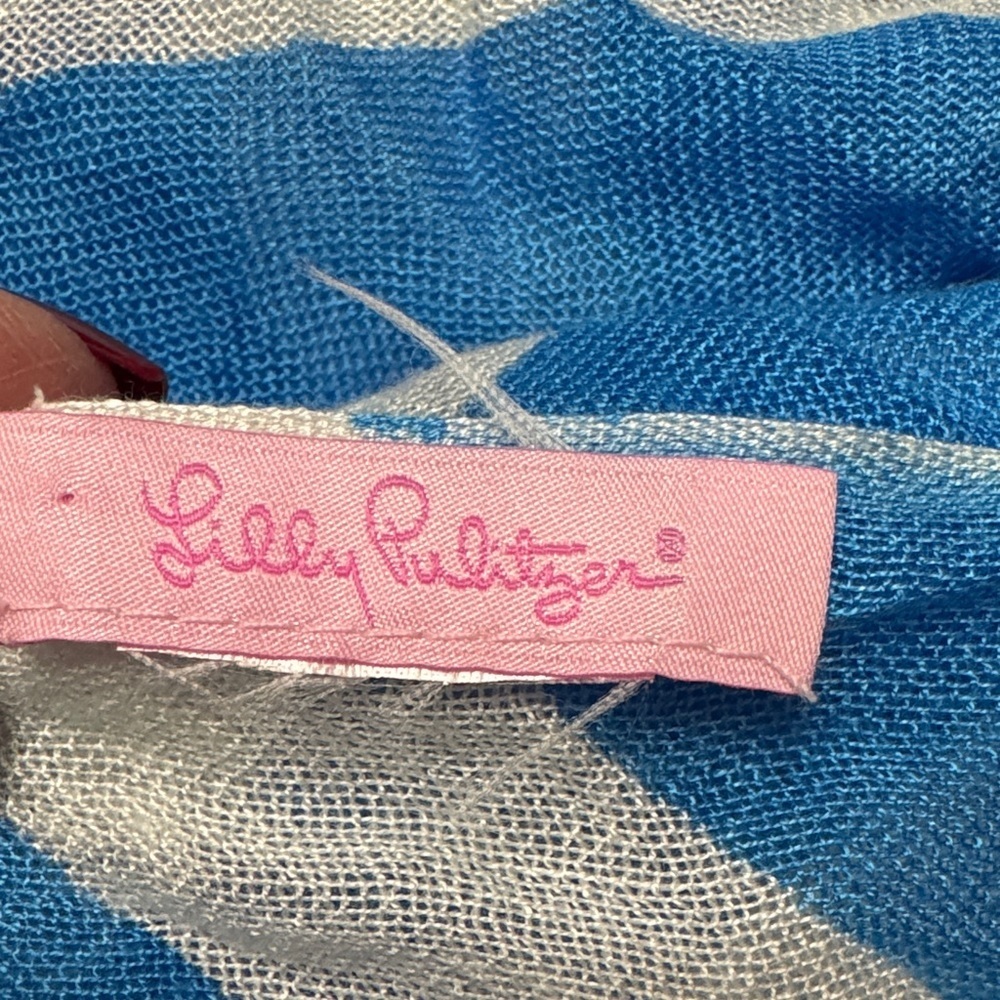 Lilly Pulitzer Blue and White Striped Scarf - Picture 2 of 5
